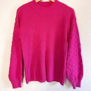 Vince Camuto Bobble Stitch Sleeve Pink Sweater M